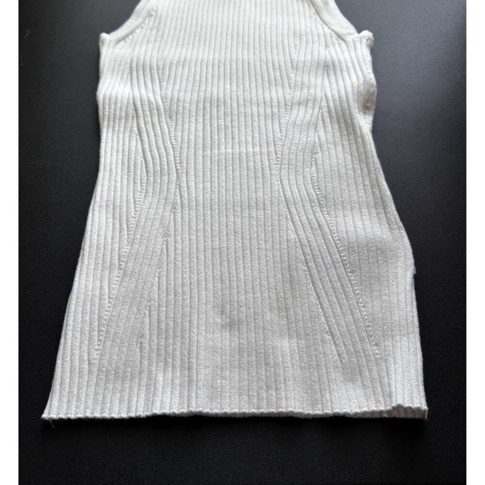 Madewell Tank Sweater White Knit Ribbed Sleeveless Mock Neck Sleeveless Top XXS - Picture 5 of 13